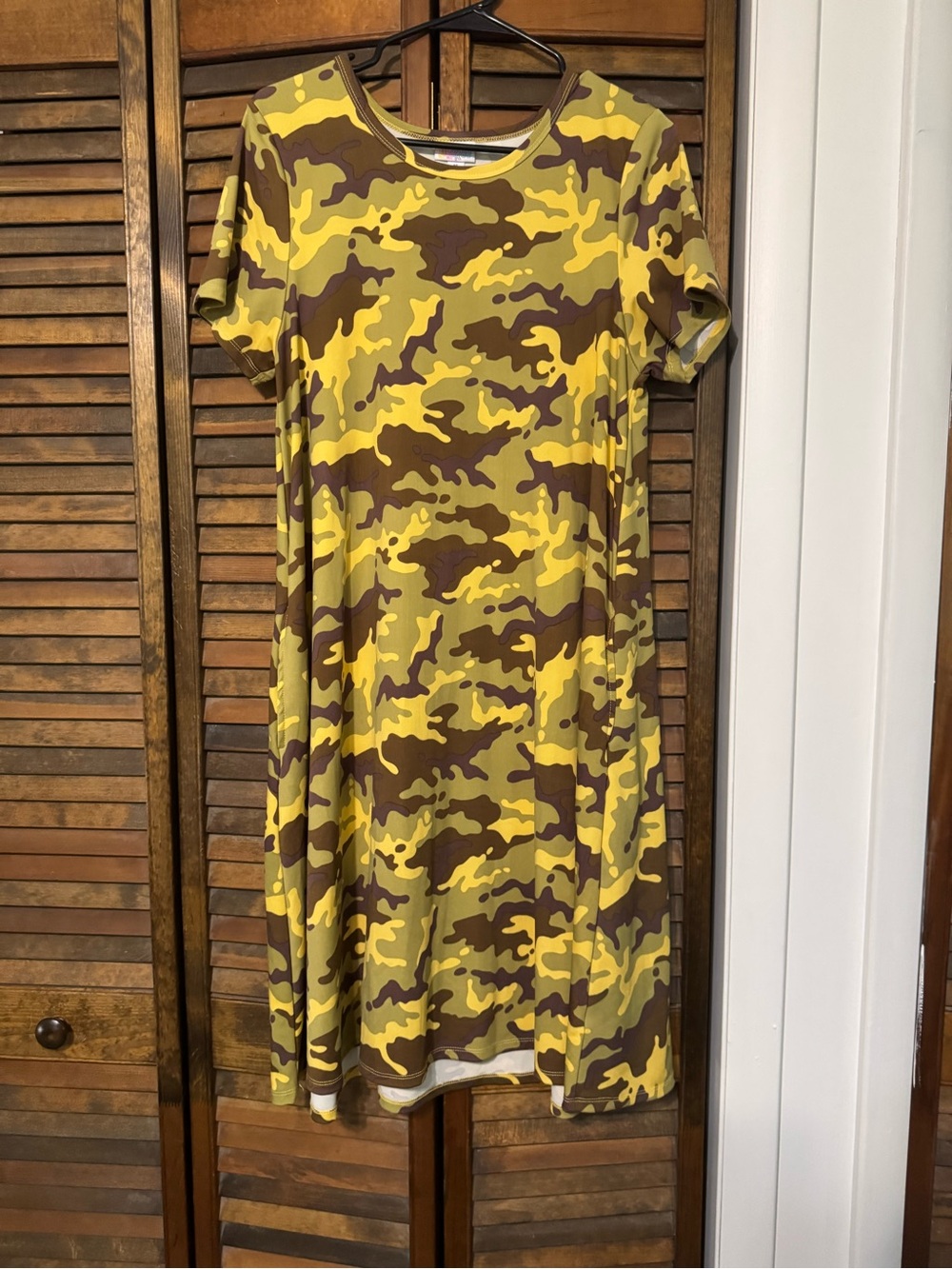 LuLaRoe Yellow Brown Camo Dress